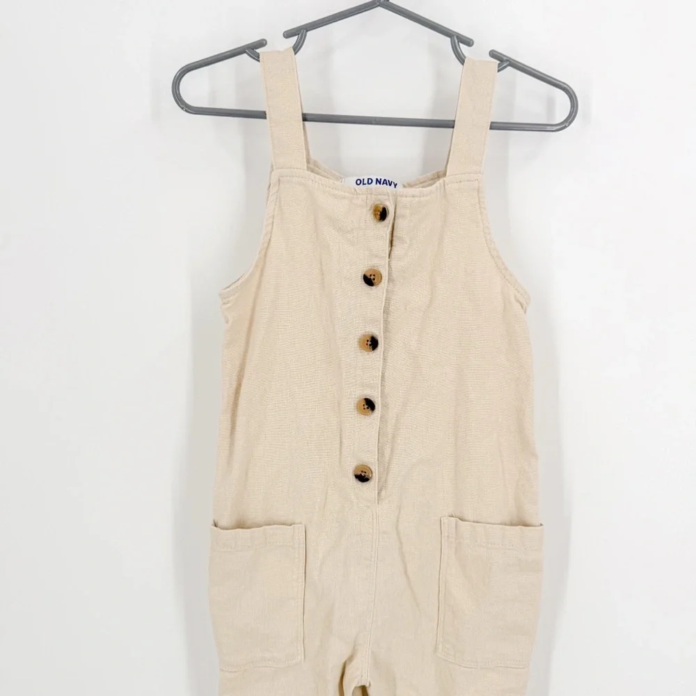Old Navy Tan Jumpsuit Relaxed Fit Linen Blend